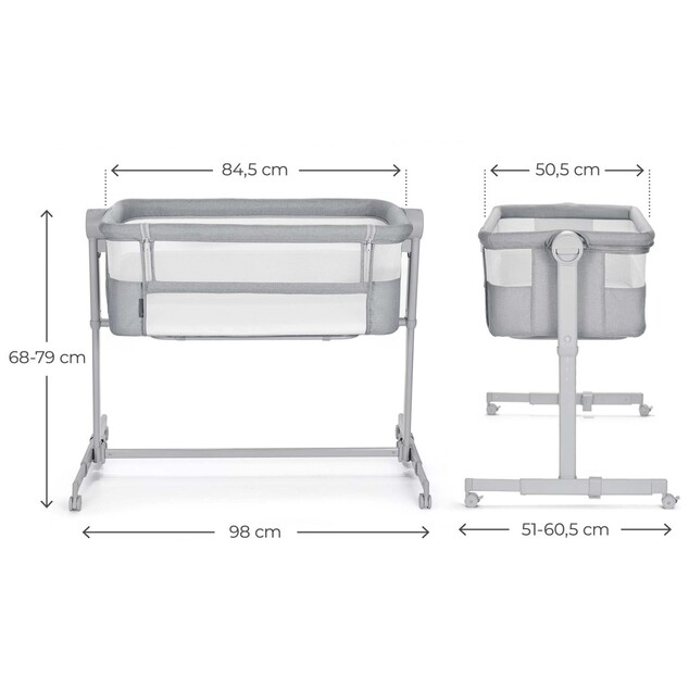 KINDERKRAFT Postieľka detská polohovateľná Nestee Up2 Full Light Grey