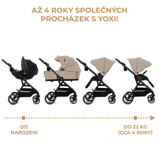 KINDERKRAFT SELECT Cochecito combinado Yoxi 2en1 Sand Beige