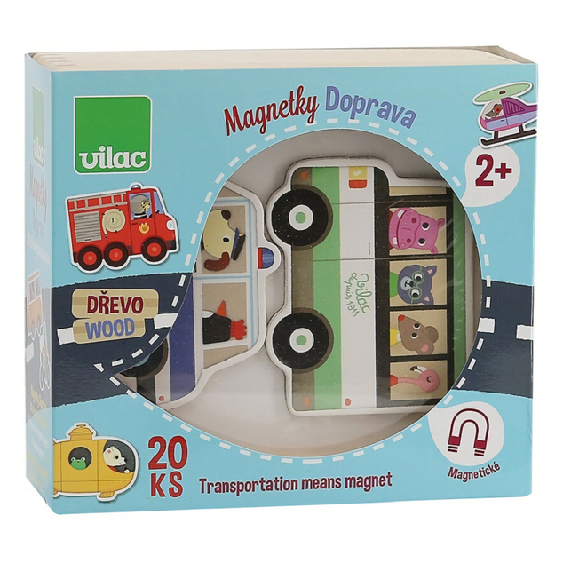 Vilac Drevené magnetky doprava 20 ks