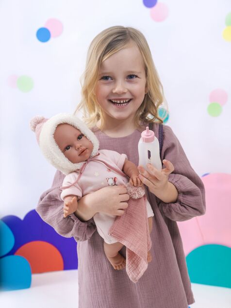 Llorens 63802 NEW BORN - muñeca bebé realista con sonidos y cuerpo de tela suave