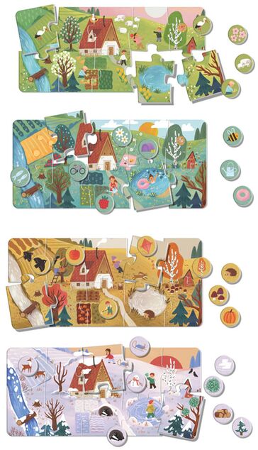 KukiKuk 80063 - Veľké Puzzle loto Ročné obdobia