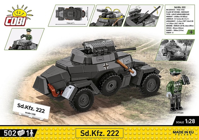 Cobi II WW Sd.Kfz. 222, 1:28, 502 k, 1 f