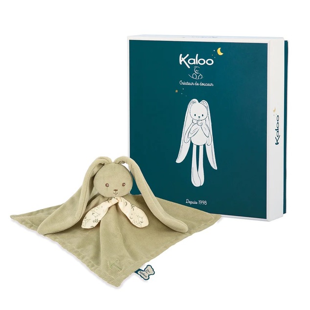 Kaloo Lapinoo Plyšový mojkáčik pre bábätko Zajačik s dlhými ušami zelený 30 cm