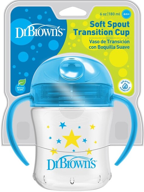 Dr.Browns Becher mit weichem Mundstück 180ml blau 6m+