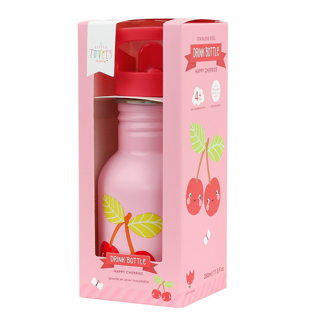 A Little Lovely Company - bouteille à boire en acier inoxydable à paroi simple, 350 ml - joyeuses ce