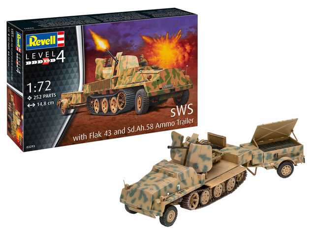 ModelSet militare 63293 - sWS con Flak43 e Sd.Ah58 Rimorchio Munizioni (1:72)