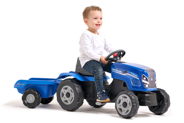 Falk Tractor de pedales New Holland con remolque