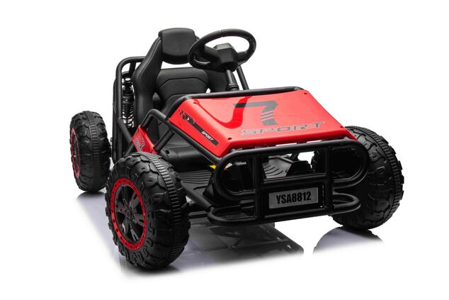 Elektrische Go-Kart SPORT-KART 24V, rot, EVA-Räder, Kunstledersitz, 2 x 50W Motor,