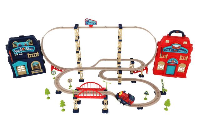 Treno con binari 120 pezzi a batteria in valigia 22x27x15cm