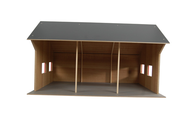 Kids Globe Farming Holzgarage 55,5x75,5x43cm 1:16 für 3 Traktoren in Schachtel