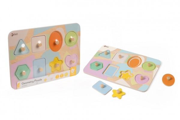 Puzzle/Vkladačka doskové geometrické tvary drevo