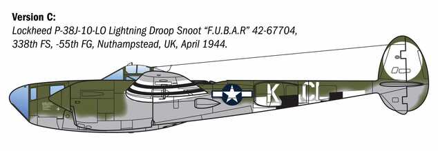 Model Kit letadlo 2834 - P-38J E.T.O. (1:48)