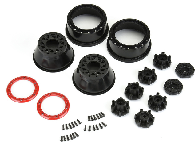 Pro-Line disk 2.2/3.0" Raid bead lock H12/H14 SC červeno-čierny (2)