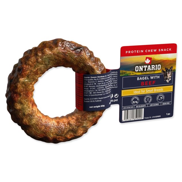Pochoutka Ontario Protein žvýkací bagel s hovězím 1ks 8,9cm