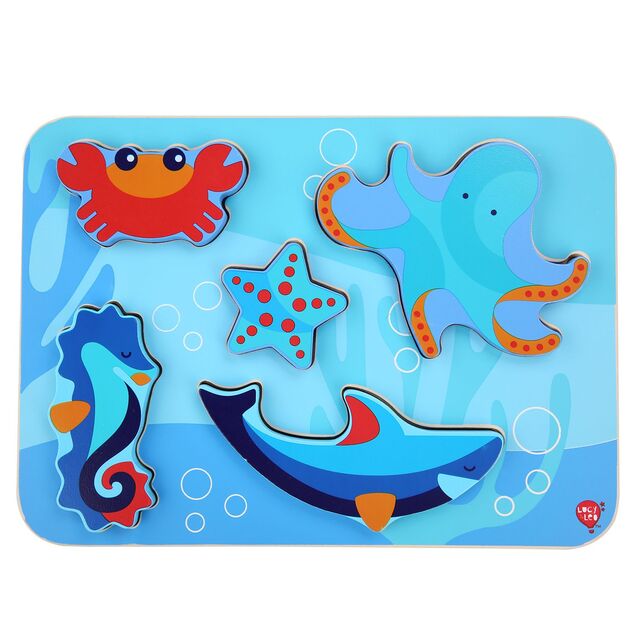 Lucy &amp; Leo 227 Morské živočíchy - drevené vkladacie puzzle 6 dielov