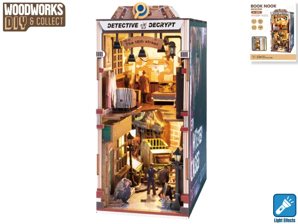 Дървен строителен комплект детектив с осветление, 231 бр. | Woodworks