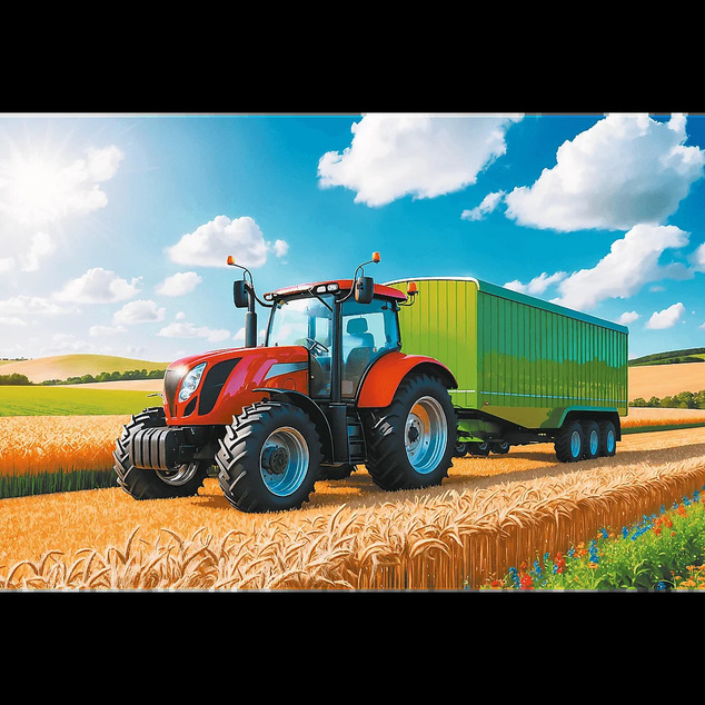 Trefl Puzzle 100 Landwirtschaftstechnik - Traktor mit Anhänger