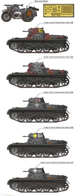 Modellbausatz Militär 13556 - Deutscher Panzer I Ausf.B &amp; Motorrad (1:35)