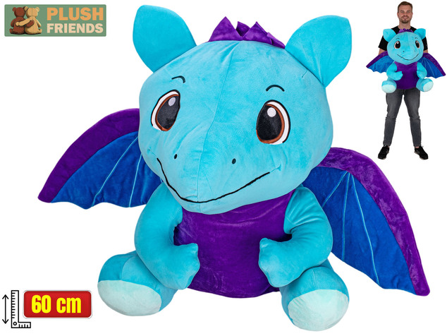 Plush Friends drak modrý plyšový 60cm sediaci 0m+