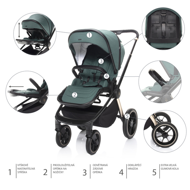 MOVE Cross 2 Kinderwagen + XL Tragetasche kostenlos, Antique Green/Black