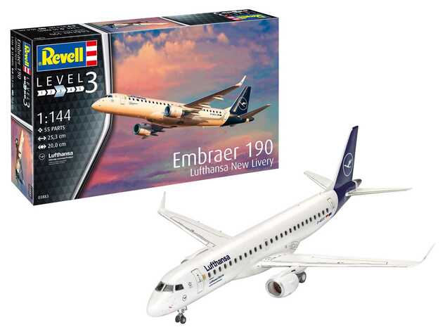 Plastic ModelKit letadlo 03883 - Embraer 190 Lufthansa New Livery (1:144)