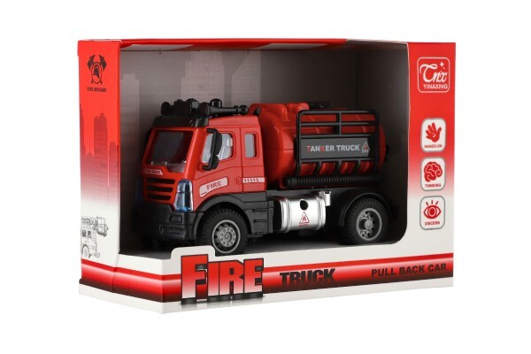 Feuerwehrauto mit Tank aus Kunststoff 12cm mit Rückzug, 17x12x8cm