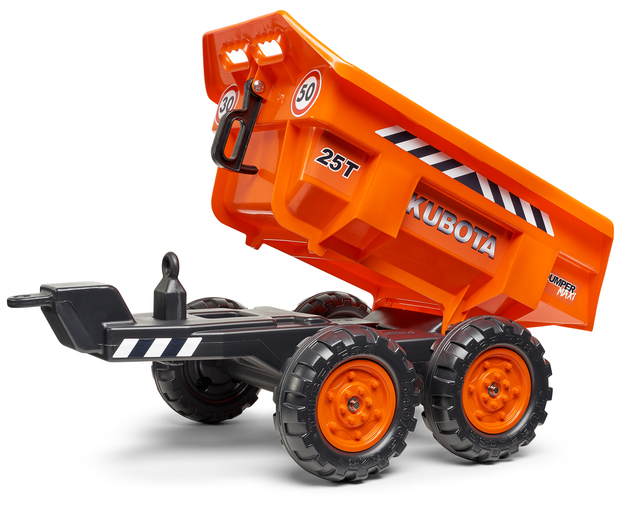 Falk šliapací traktor 2090W Kubota s prednou a zadnou lyžicou a prívesom