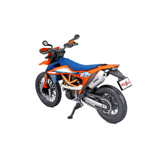 Maisto - Motocykel so stojanom, 2023 KTM 690 SMC R, oranžovo-modrá, 1:12