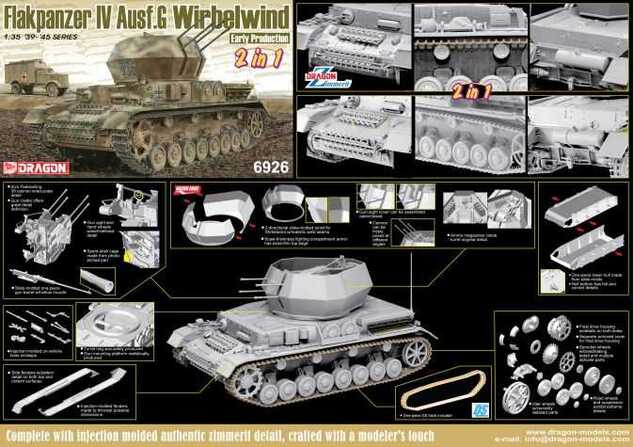 Maquette char 6926 - Flakpanzer IV Ausf.G "Wirbelwind" Production Précoce (2 en 1) (1:35)