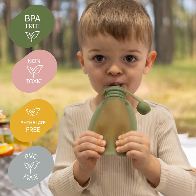 Bolsa de silicona rellenable para comida infantil, Transparent Grey