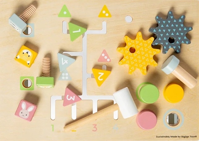 Bigjigs Toys Delovna miza s kladivom