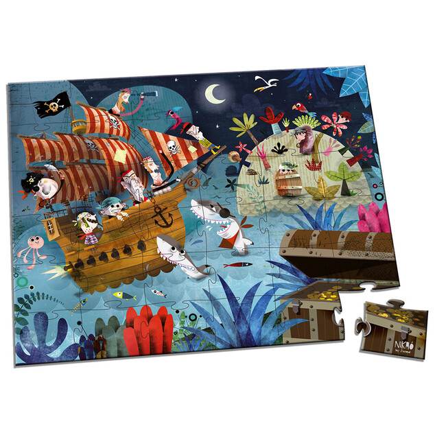 Janod Puzzle v kufríku Lovci pokladov 36 ks