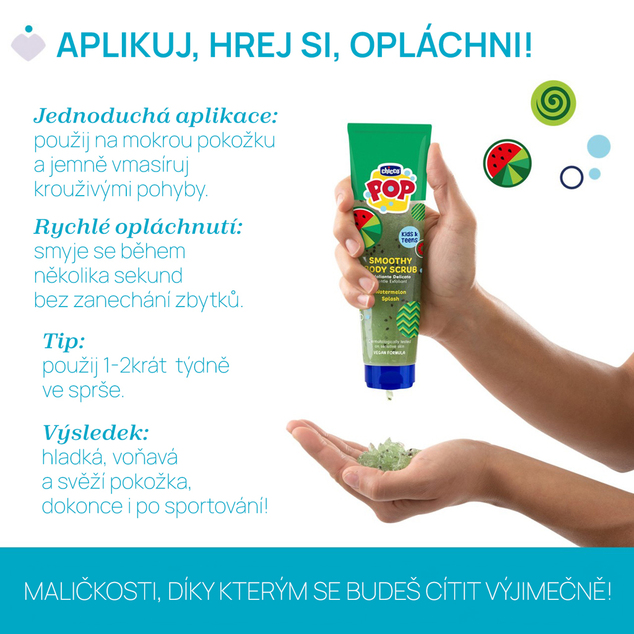 CHICCO Exfoliante Corporal Watermelon Smoothy POP para niños y adolescentes 150ml