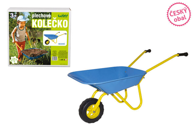 Plechové kolečko - modré 82x42x35 cm