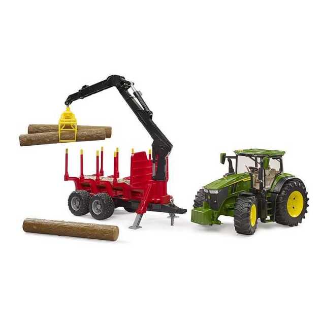 Bruder Traktor John Deere 7R 350 s prívesom a kladinami