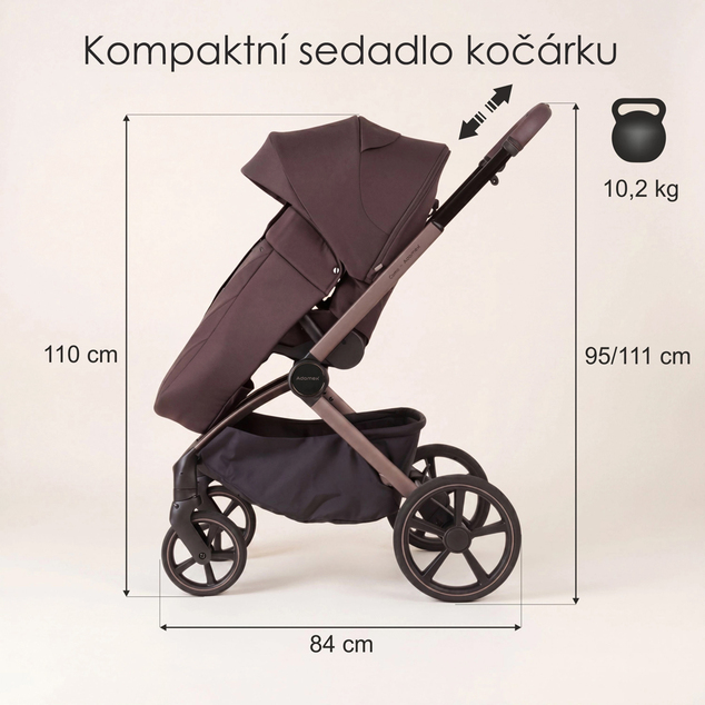 ADAMEX Voziček kombinirani Como Chocolate Brown