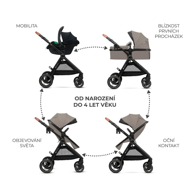 KINDERKRAFT Kočík kombinovaný 3v1 Esme Pro Sand Beige