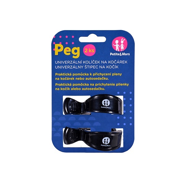 Štipec Peg na kočík Black 2ks Petite&amp;Mars