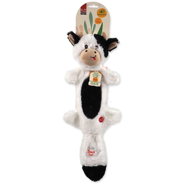 Giocattolo Dog Fantasy Giocattolo riciclato mucca sonagliante con tasca per snack 50cm
