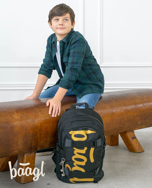 BAAGL SET 5 Skate Gold: Rucksack, Federmäppchen, Beutel, Gürteltasche, Laptop-Hülle