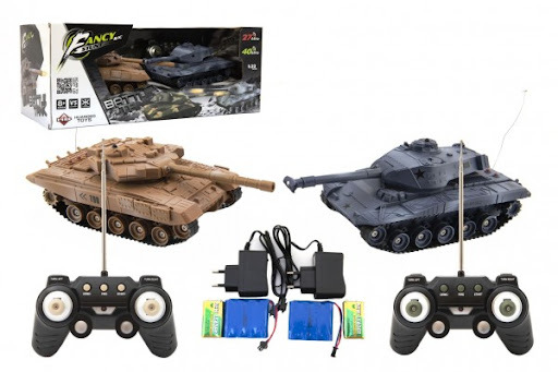 Tank RC 2ks 25cm tanková bitka + dobíjací pack 27MHZ a 40MHz so zvukom so svetlom
