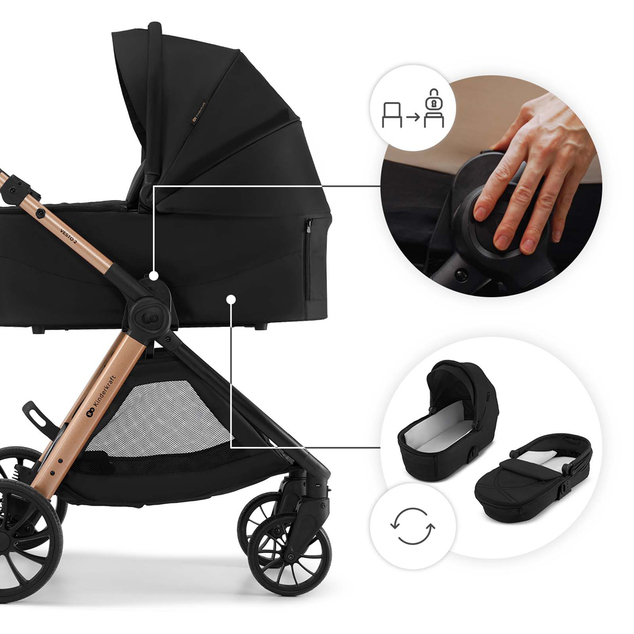 KINDERKRAFT Kombikinderwagen Vesto 2 3in1 Schwarz