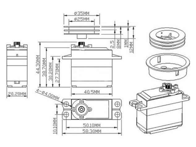 Krick servo plachet Windforce 1406MG digitálny 14,2kg.cm 0,1s/60°
