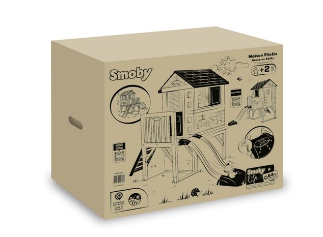 Smoby Domček na pilieroch so šmykľavkou