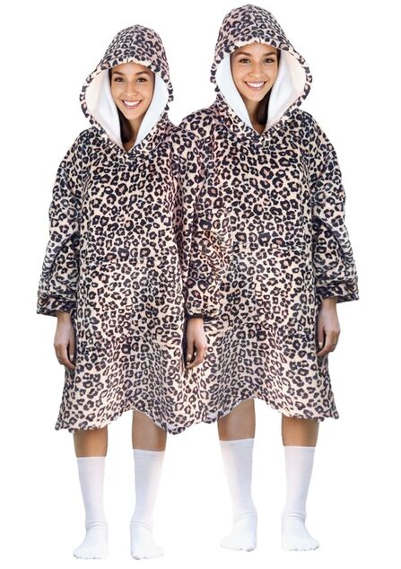 Cozy Noxxiez CH371 Leopardendruck - warme TV-Kapuzen-Decke für Teenager