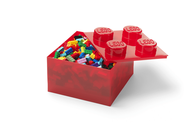 LEGO úložný box 4 s vekom - priehľadná červená