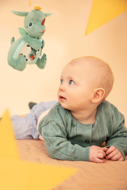 Lilliputiens – textil játék tükörrel - sárkány Joe