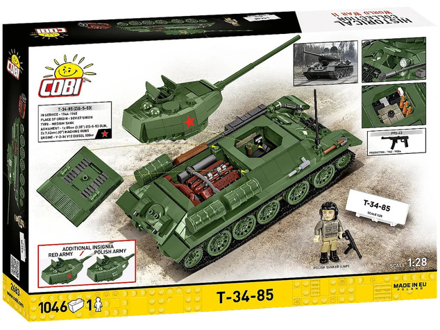 Cobi 2683 II WW Tanc T-34-85, 1:28, 1046 p, 1 f