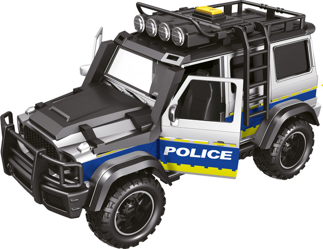 CITY SERVICE CAR - 1:14 - Policajné auto s prívesom a koňom (so zvukom a svetlami)