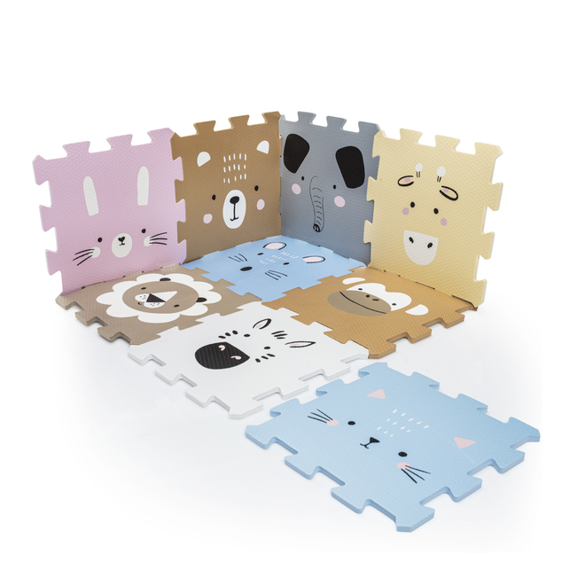 Schaumstoff-Puzzlematte 30x30 cm 9 Stk., Tiere